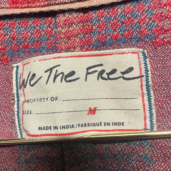 Free People We The Free Red Keep It Cozy Oversized Flannel Button Up Shirt - Picture 2 of 6